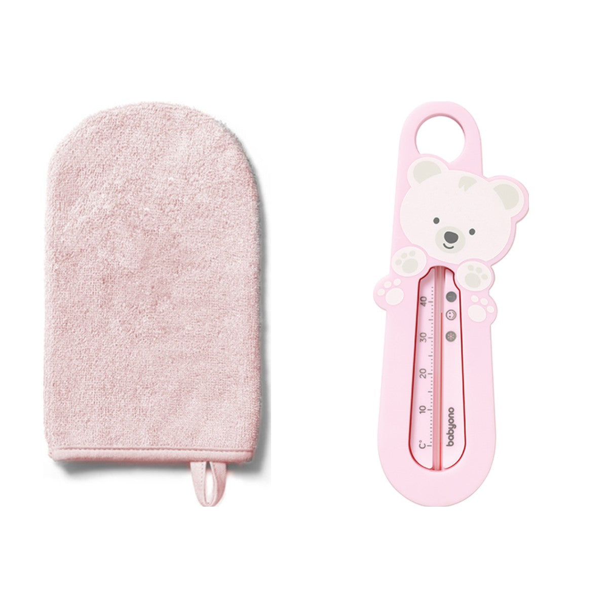 Set: bamboe washandje en badthermometer