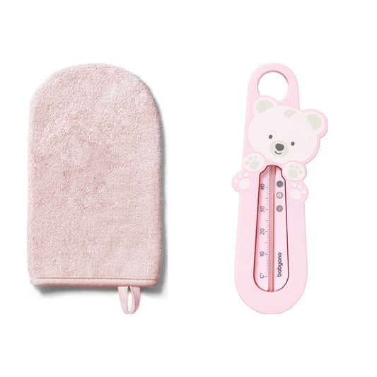 Set: bamboe washandje en badthermometer