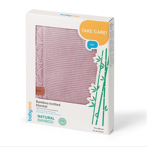 Bamboe babydeken met kantrand Roze in cadeaudoos