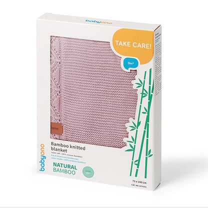 Bamboe babydeken met kantrand Roze in cadeaudoos
