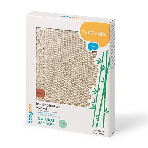Bamboe babydeken met kantrand Zandbeige in cadeaudoos