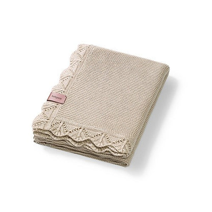 Bamboe babydeken met kantrand Zandbeige
