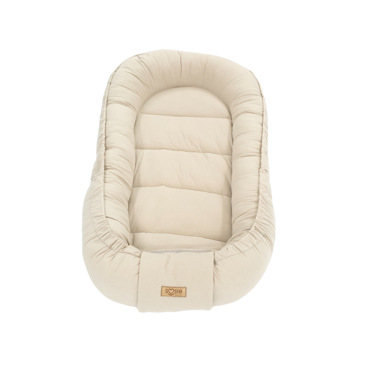 Soosie Babynestje – Katoen – Beige – 90×50 cm, Verstelbaar met Strikkoorden – Inclusief Kussentje – OEKO-TEX®, Anti-allergeen, Made in EU
