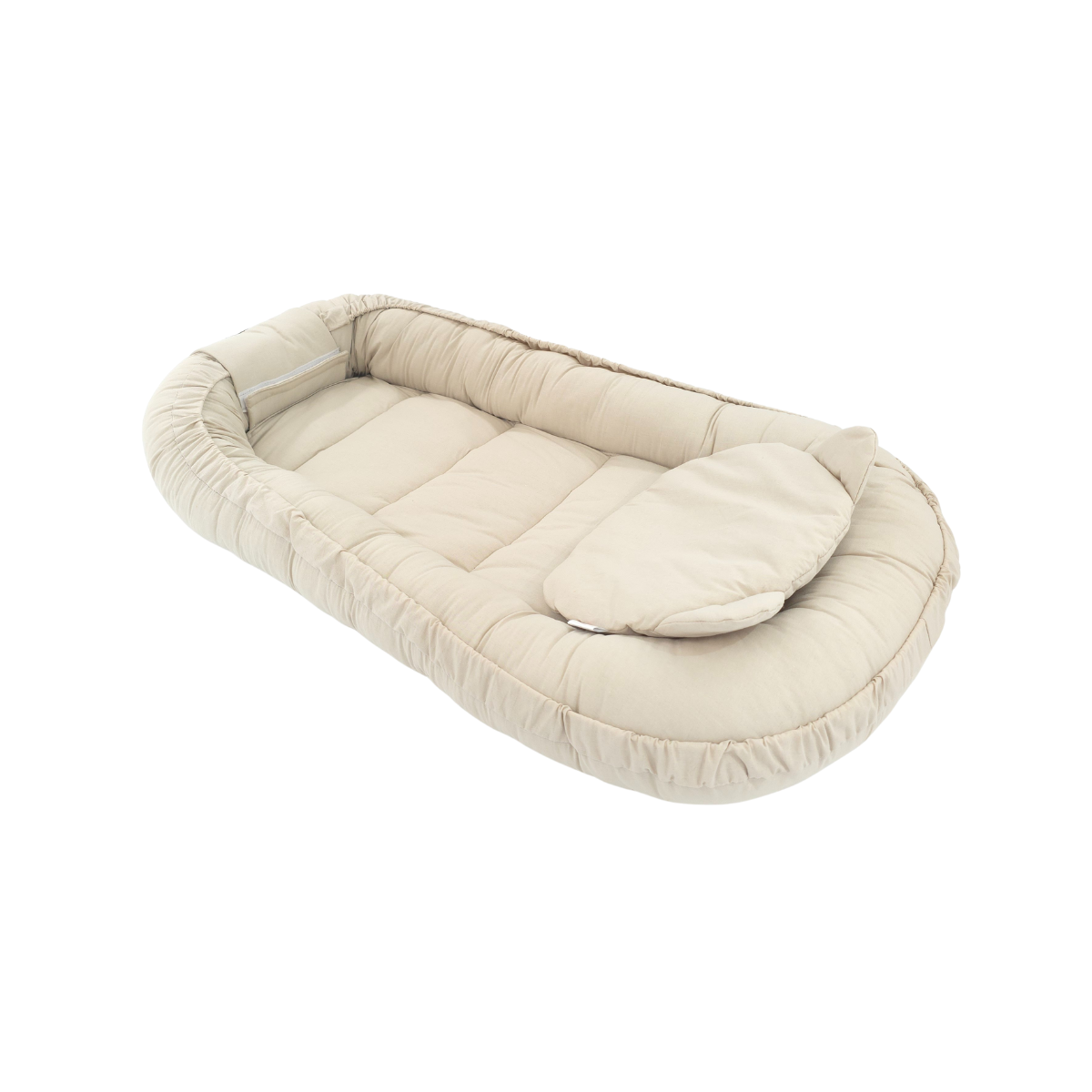 Soosie Babynestje – Katoen – Beige – 90×50 cm, Verstelbaar met Strikkoorden – Inclusief Kussentje – OEKO-TEX®, Anti-allergeen, Made in EU