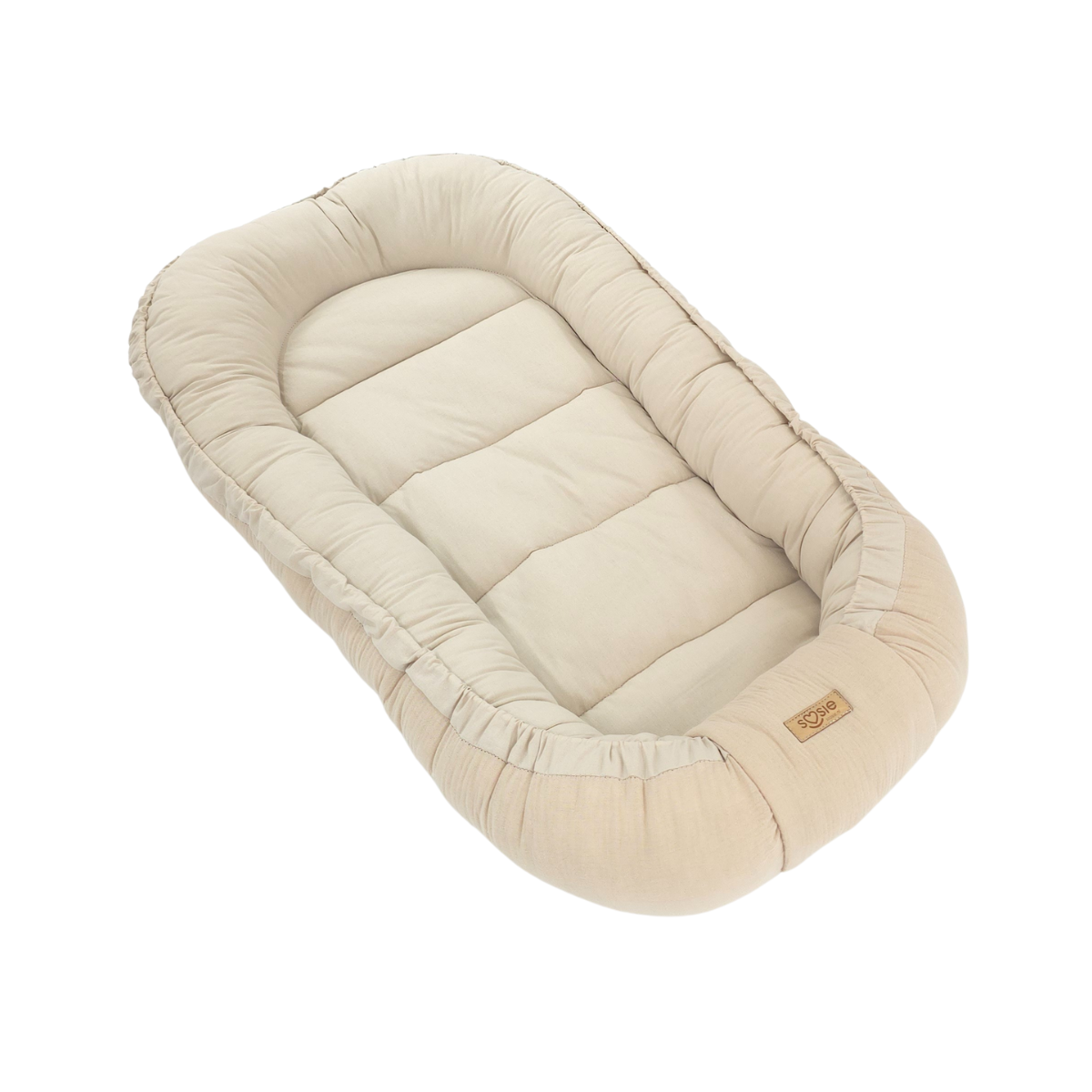 Soosie Babynestje met kussentje – Katoen & Mousseline – Dubbelzijdig – Beige – 90×50 cm - Verstelbaar met Strikkoorden – OEKO-TEX®, Anti-allergeen, Made in EU