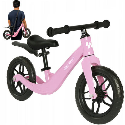Kruzzel Loopfiets 12 inch – Kinder Balance Bike – Magnesium Frame – EVA Wielen – Verstelbaar Zadel – Lichtgewicht 2,6 kg – Roze – 2+ jaar