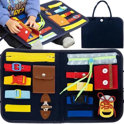 Manipulatiebord voor kinderen – opvouwbaar in tasje – 14 elementen