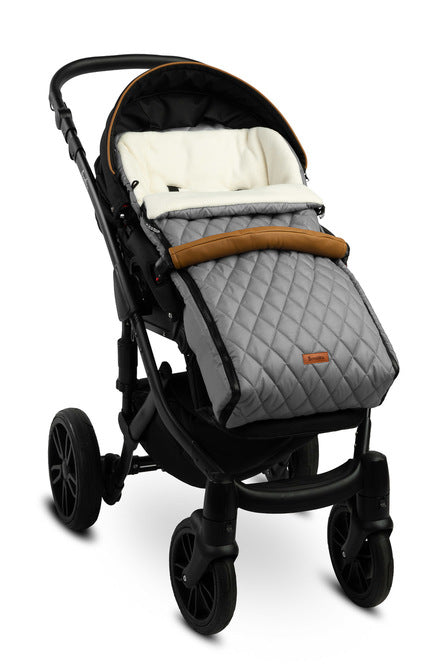 Sensillo gewatteerde voetenzak 95 x 40 cm, waterafstotend met fleece voering Grijs