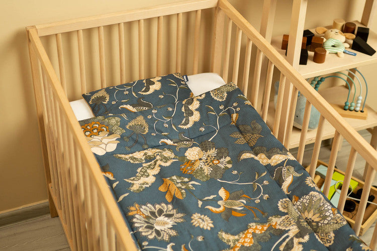 Sensillo velvet beddengoedset ledikant Marokko beige: dekbed 95x75 cm en kussen 35x25 cm