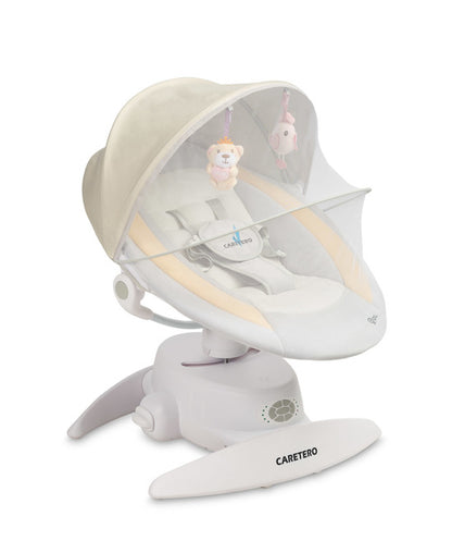 Caretero Opti elektrische babyschommel 360° met muskietennet, 0-12 maanden Beige