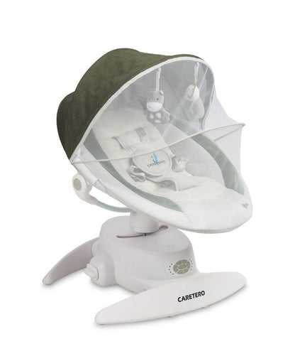 Caretero Opti elektrische babyschommel 360° met muskietennet, 0-12 maanden Groen