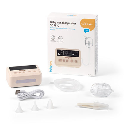 BabyOno Soffio elektrische neusreiniger met 9 zuigstanden, LED-nachtlampje en USB-C