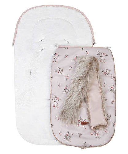 Sensillo North 3-in-1 wintervoetenzak 100 x 45 cm met capuchon en afneembaar bont Bloemen