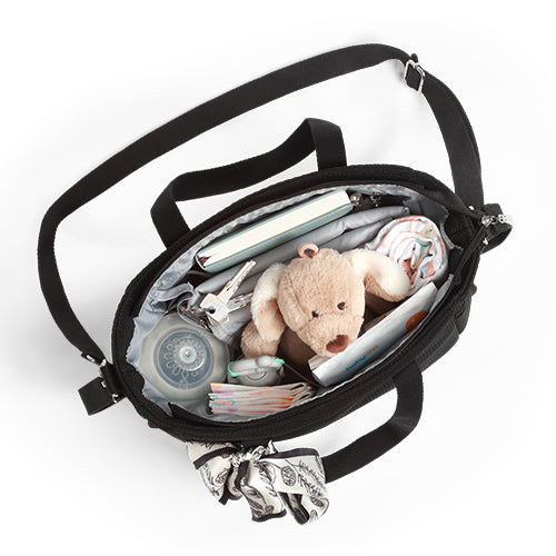Babyono CARMEN luiertas voor kinderwagen – zwarte mommy bag met verschoonmat – 9 vakken – stijlvolle verzorgingstas