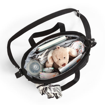 CARMEN luiertas voor kinderwagen – zwarte mommy bag met verschoonmat – 9 vakken – stijlvolle verzorgingstas