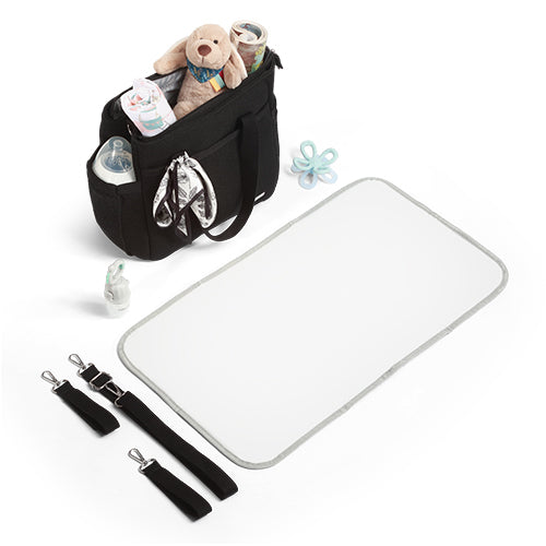 Babyono CARMEN luiertas voor kinderwagen – zwarte mommy bag met verschoonmat – 9 vakken – stijlvolle verzorgingstas