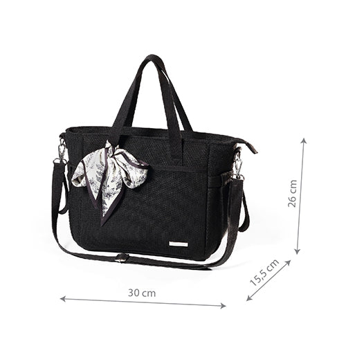 Babyono CARMEN luiertas voor kinderwagen – zwarte mommy bag met verschoonmat – 9 vakken – stijlvolle verzorgingstas
