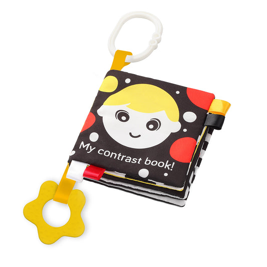 Babyono MY CONTRAST BOOK sensorisch babyboekje – contrastboek met bijtring en spiegel – zwart wit speelgoed voor baby’s