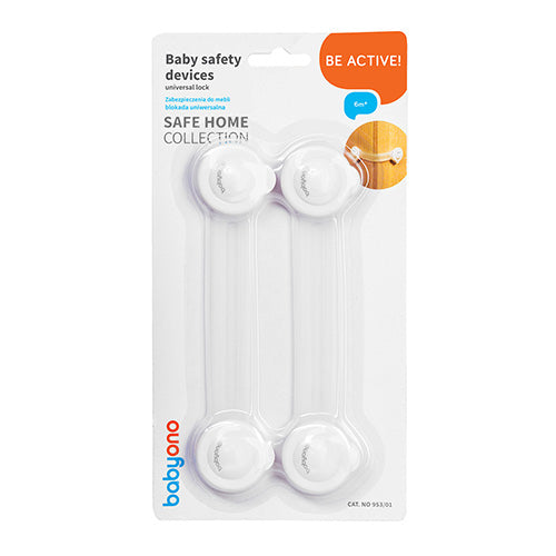 Babyono SAFE HOME kastbeveiliging wit – kinderslot voor kastjes en koelkast – 2 stuks