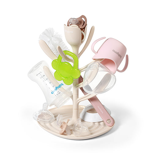 TULIP flessenrek – flessendroogrek voor babyflessen en spenen – BPA vrij – beige