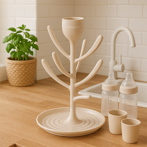 TULIP flessenrek – flessendroogrek voor babyflessen en spenen – BPA vrij – beige