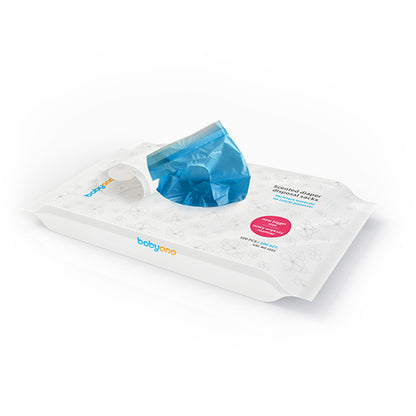 BabyOno 1052 – Geurige luierafvalzakjes – 100 stuks – Blauwe dispenser – Hygiënisch