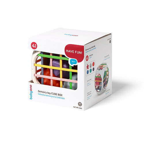BabyOno Sensory Cube Box met 6 sensorische ballen, educatief speelgoed vanaf 18 maanden