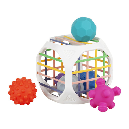BabyOno Sensory Cube Box met 6 sensorische ballen, educatief speelgoed vanaf 18 maanden