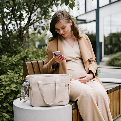 BabyOno 1571/02 – CARMEN Luiertas voor kinderwagen – rPET – 9 vakken + verschoningsmat – Beige