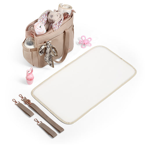 BabyOno 1571/02 – CARMEN Luiertas voor kinderwagen – rPET – 9 vakken + verschoningsmat – Beige