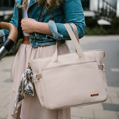 BabyOno 1571/02 – CARMEN Luiertas voor kinderwagen – rPET – 9 vakken + verschoningsmat – Beige