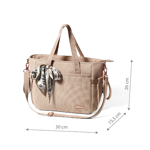 BabyOno 1571/02 – CARMEN Luiertas voor kinderwagen – rPET – 9 vakken + verschoningsmat – Beige