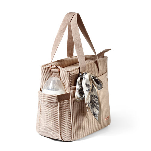BabyOno CARMEN luiertas voor de kinderwagen van rPET, 9 vakken met verschoningsmat, beige