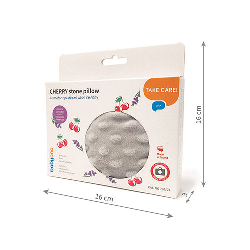 BabyOno 796/02 – Kersenpitkussen (Cherry Stone Pillow) – Minky hoes – Subtiel grijs – Warm & koud – Medisch hulpmiddel