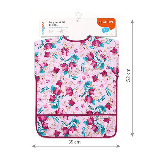 BabyOno 1477/01 – Longsleeve slab FLORAL – Waterdicht – Kruimelvak – 2–4 jaar