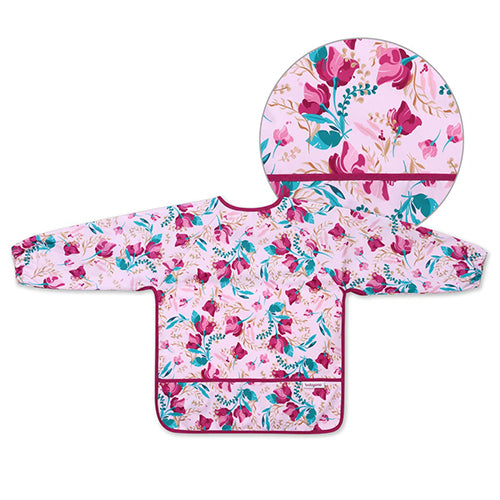 BabyOno waterdichte slab met lange mouwen en kruimelvak, bloemenprint, 2 tot 4 jaar