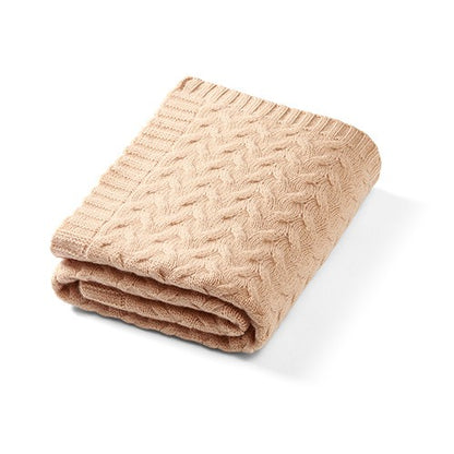 Merino wollen babydeken, Donkerbeige, opgevouwen