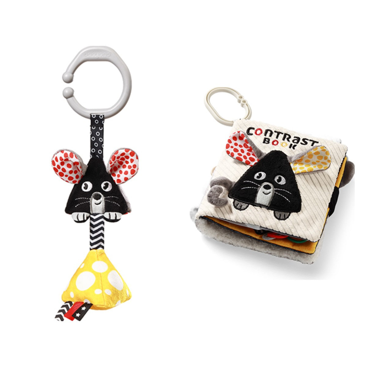 MOUSE set: hangspeeltje en contrastboekje