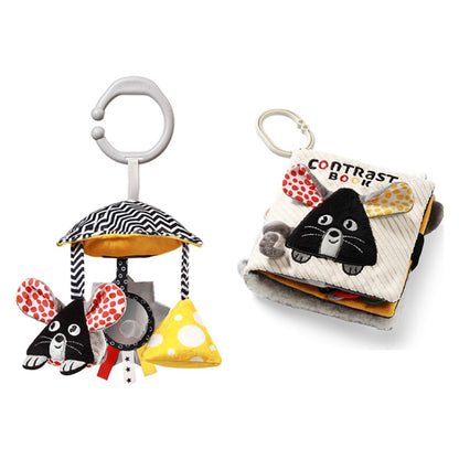 MOUSE set: kinderwagenspeeltje en contrastboekje