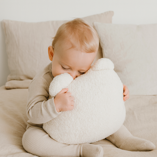 Sierkussen Beer – Kussentje - Teddy Bouclé – 35×40 cm – Crème