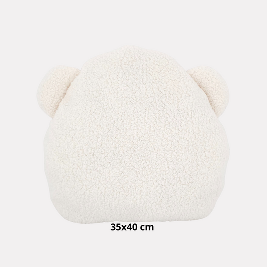 Soosie sierkussen in berenvorm van teddy bouclé, 35x40 cm, crème