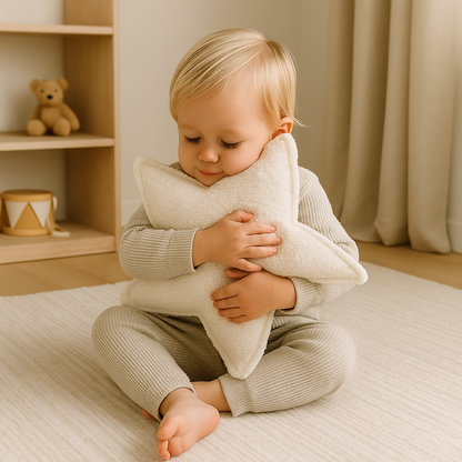 Sierkussen Ster – Kussentje - Teddy Bouclé – 45×45 cm – Crème