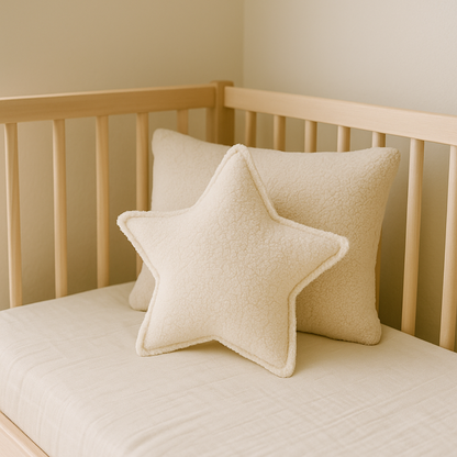 Sierkussen Ster – Kussentje - Teddy Bouclé – 45×45 cm – Crème