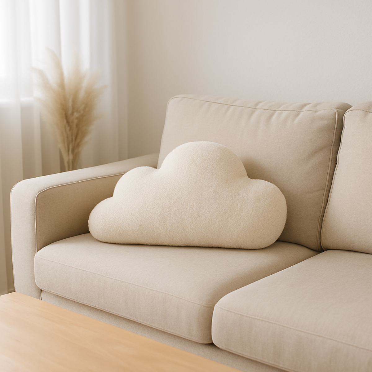 Sierkussen Wolk – Kussentje - Teddy Bouclé – 37×58 cm – Crème