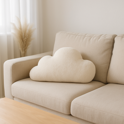 Sierkussen Wolk – Kussentje - Teddy Bouclé – 37×58 cm – Crème