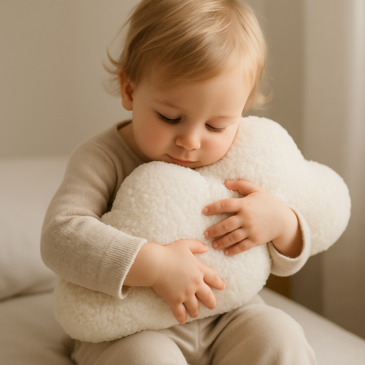 Sierkussen Wolk – Kussentje - Teddy Bouclé – 37×58 cm – Crème