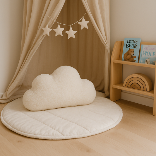 Sierkussen Wolk – Kussentje - Teddy Bouclé – 37×58 cm – Crème