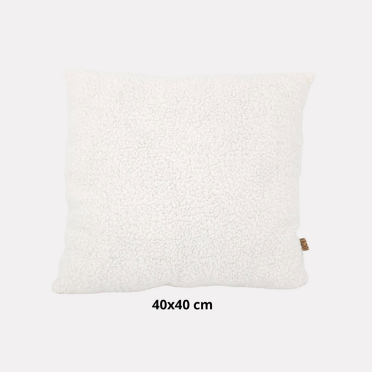 Soosie vierkant sierkussen van teddy bouclé, 40x40 cm, crème