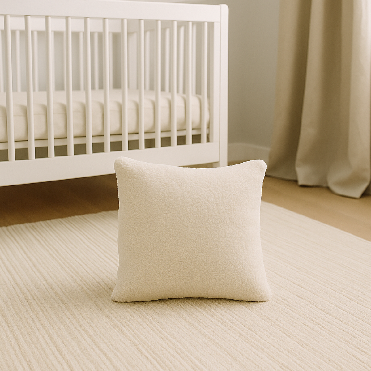 Sierkussen Vierkant – Kussentje - Teddy Bouclé – 40×40 cm – Crème