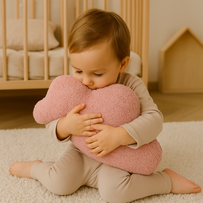 Sierkussen Wolk – Kussentje - Teddy Bouclé – 37×58 cm – Zacht Roze